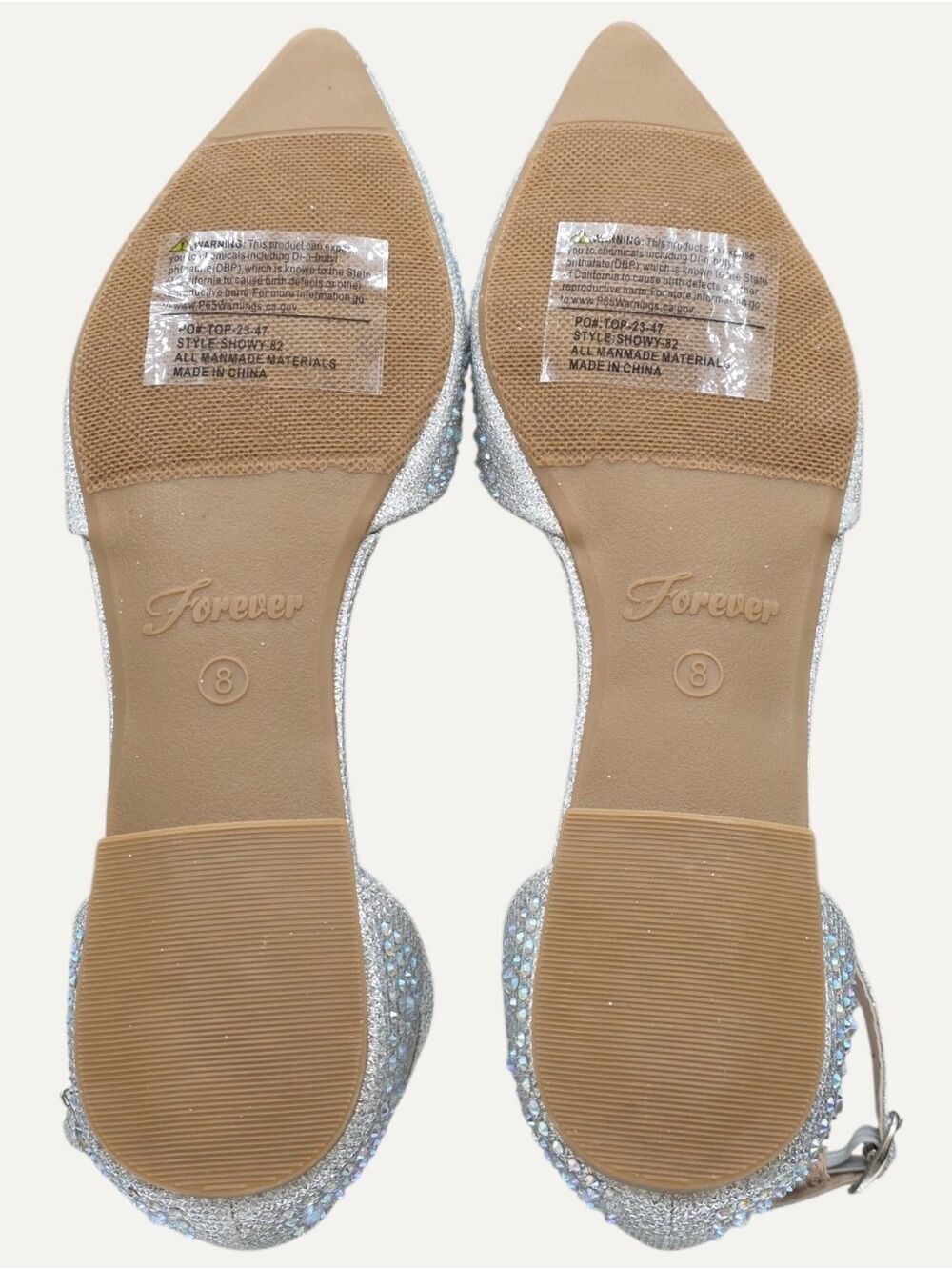 Forever Link Showy Silver Rhinestone Ballet Flats 8 Wedding NWT - Picture 8 of 10